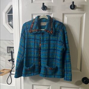 Vintage Design Options Philip & Jane Gordon Blue Plaid Art Jacket M